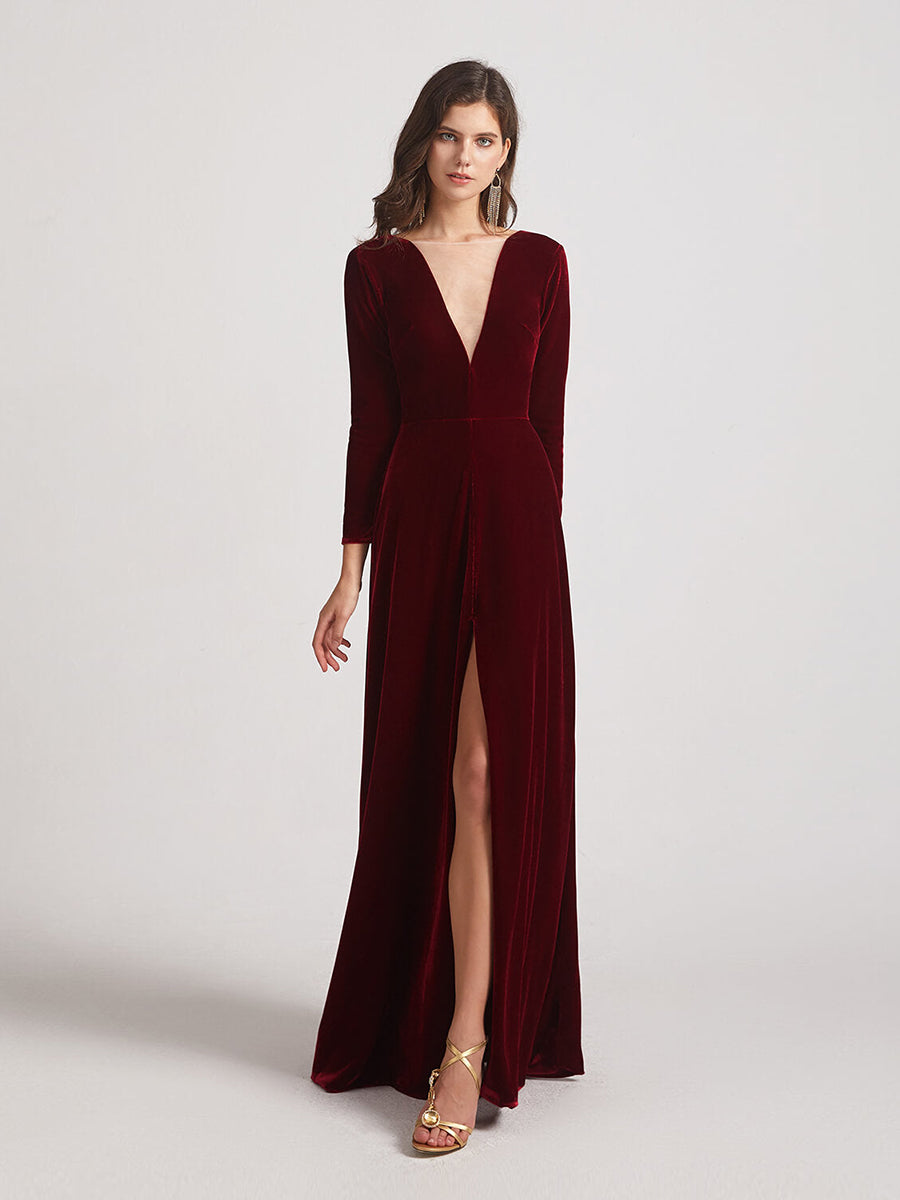 Long sleeve velvet outlet long dresses