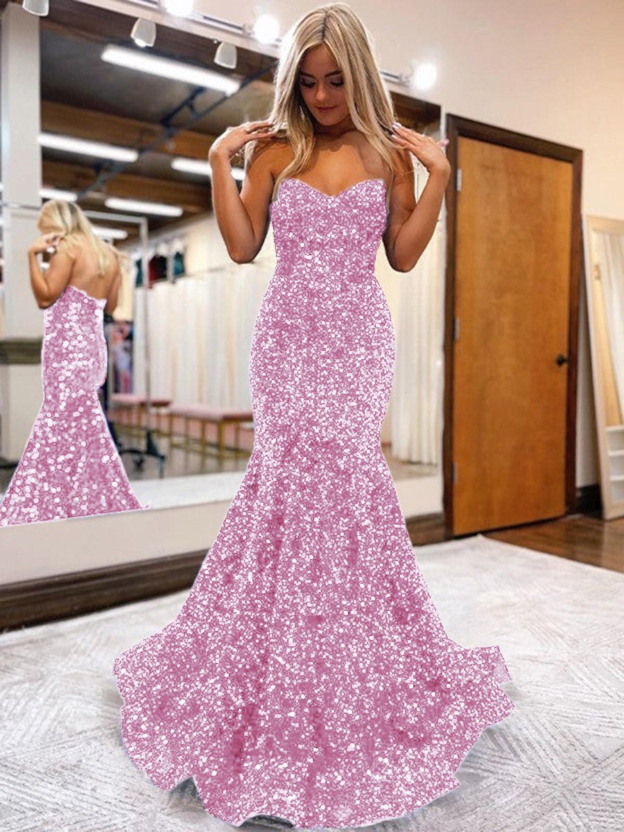 Long pink clearance mermaid dress