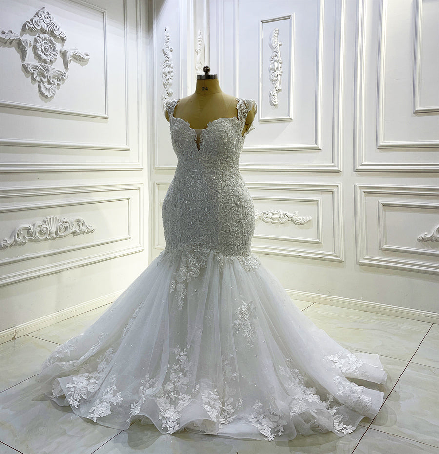 Applique mermaid outlet wedding dress