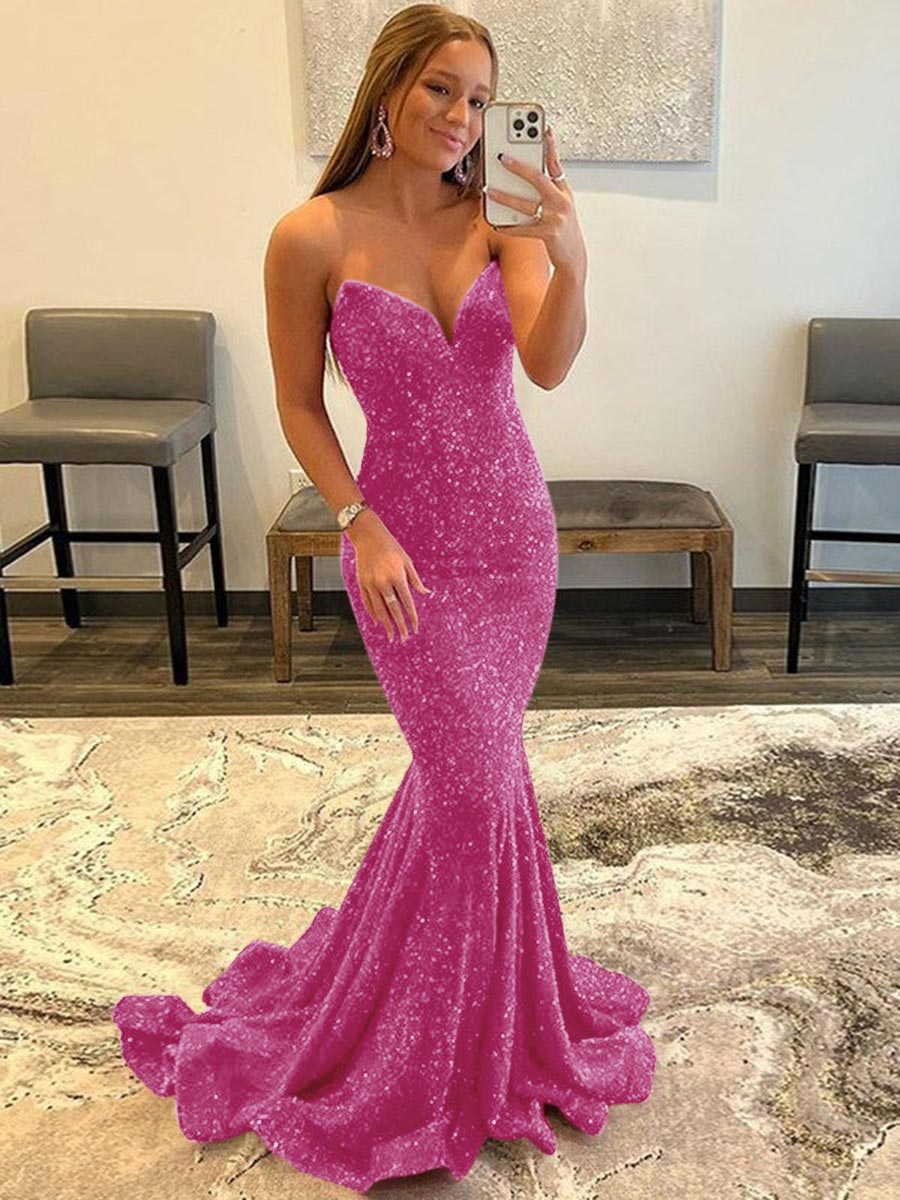 Pink glitter prom dress online