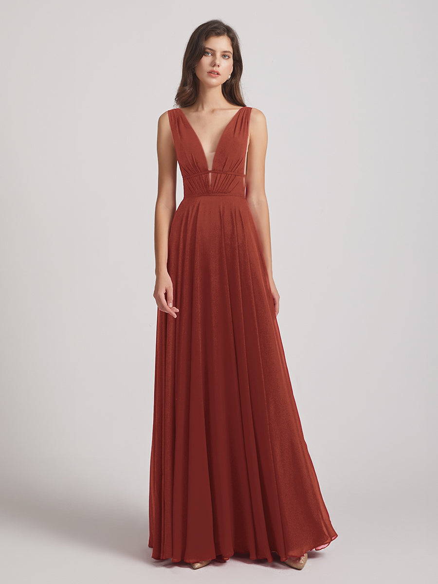 Chiffon shops red low back dress