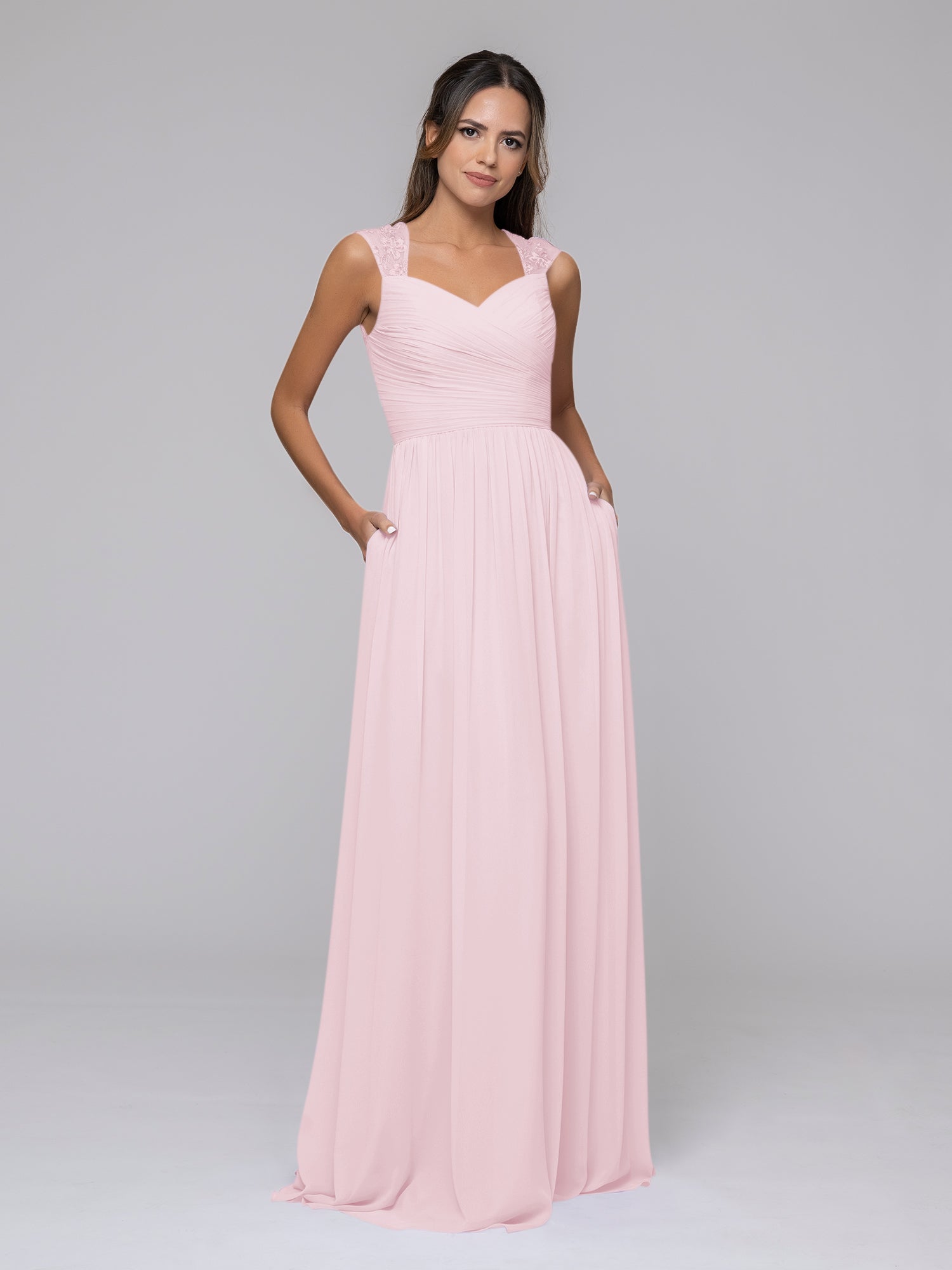 Petal pink 2025 chiffon bridesmaid dresses