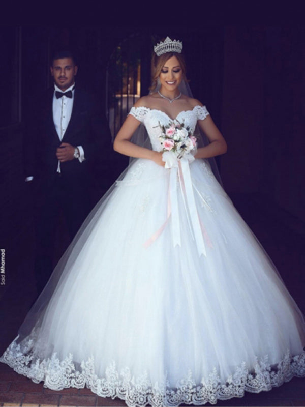 Off The Shoulder Sweetheart Ball Gown Wedding Dresses Yelure UK