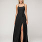 A Line Scoop Neckline Chiffon Slit Belt Bridesmaid Dresses