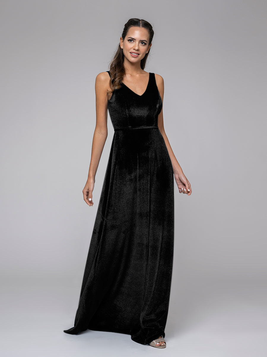 Long black velvet dress uk best sale