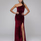 One Shoulder Velvet Mermaid Bridesmaid Dresses With Leg Slit