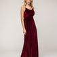 Cowl Neck Velvet Sheath Bridesmaid Dresses With Crisscross Back