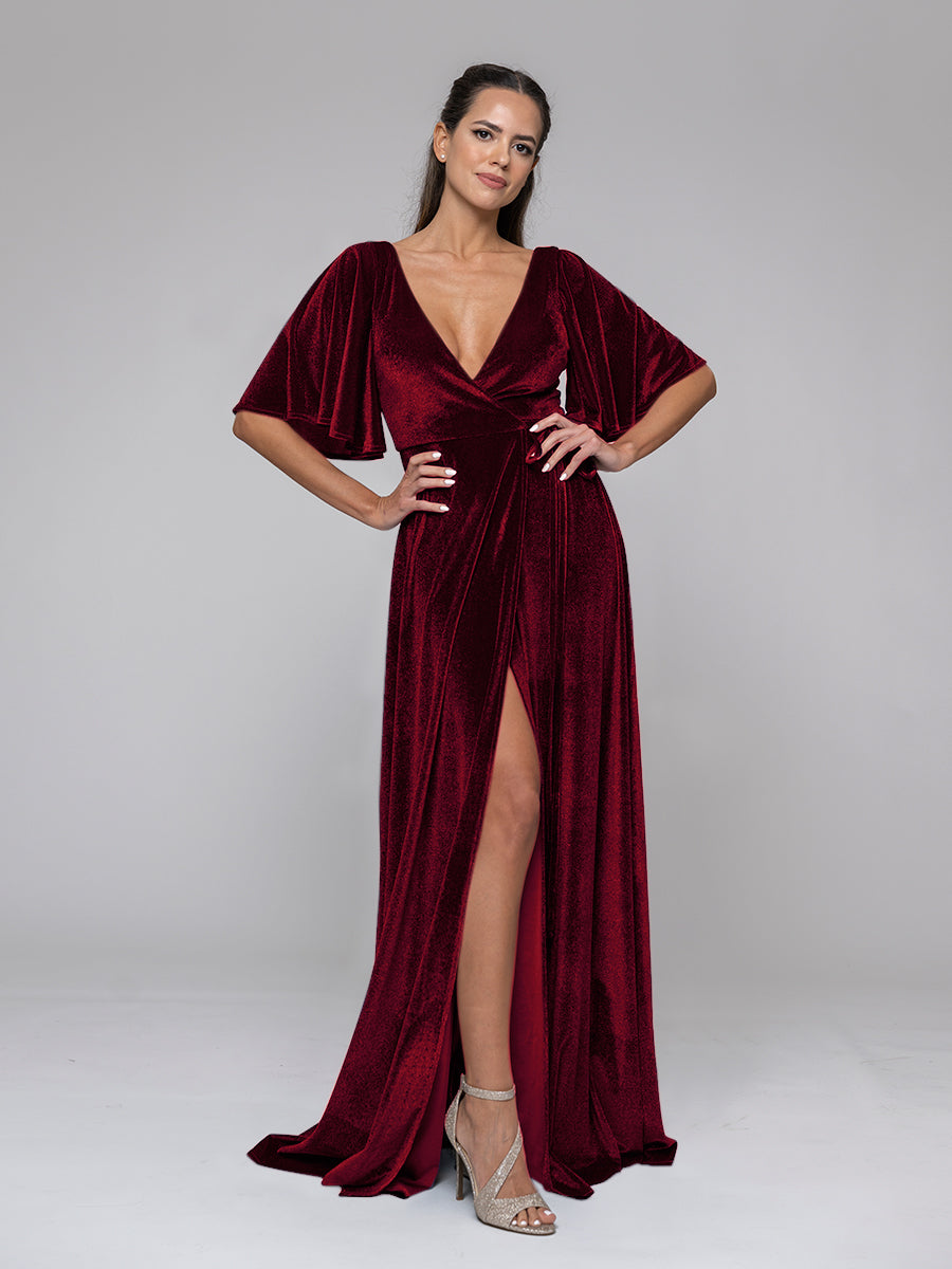 Long sleeve shop velvet bridesmaid dresses