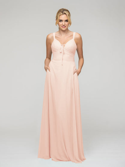 Sweetheart Straps Chiffon Bridesmaid Dresses With Pockets