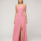 A Line Scoop Neckline Chiffon Slit Belt Bridesmaid Dresses