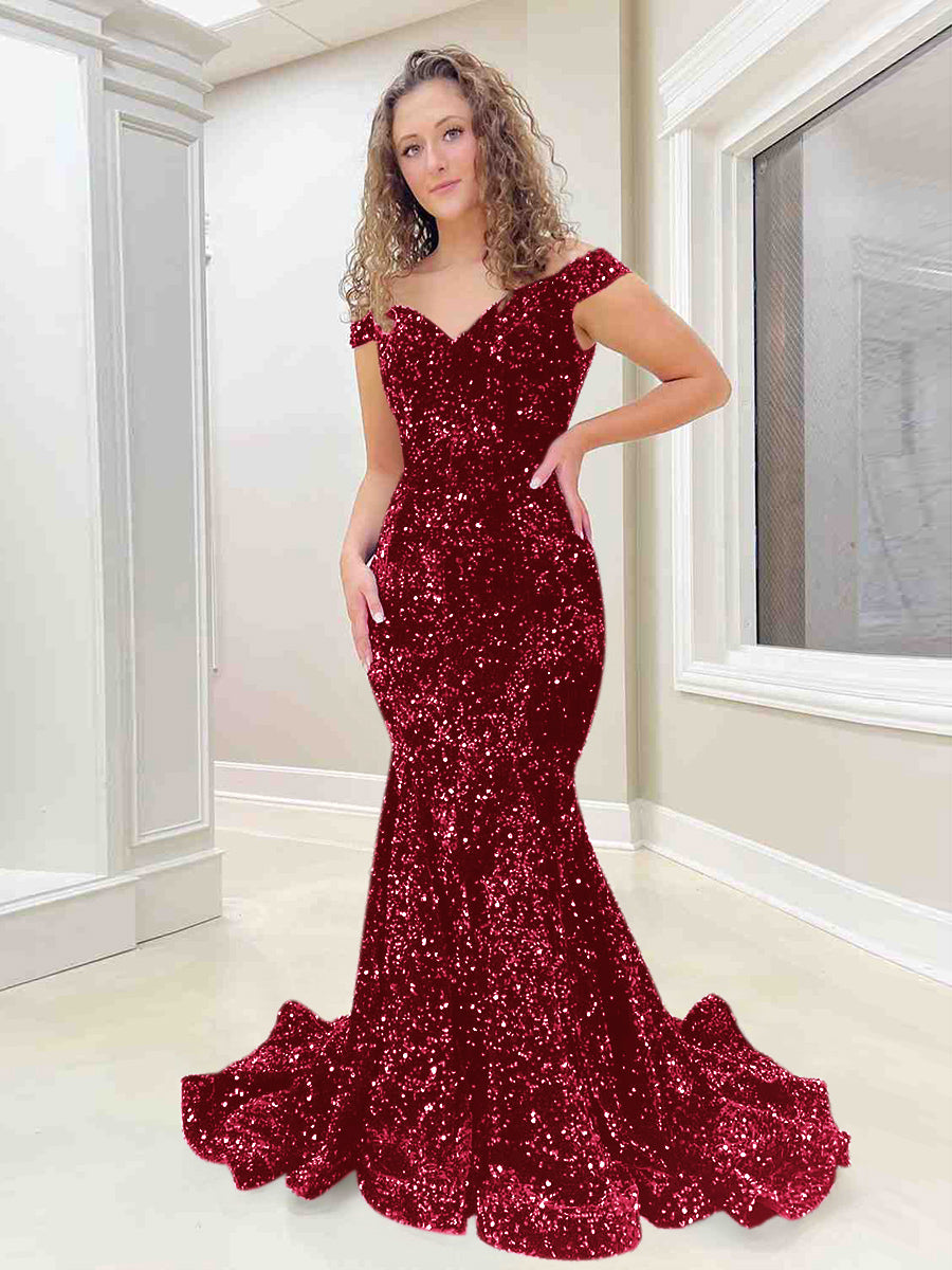 Off the shoulder deals red mermaid prom dress