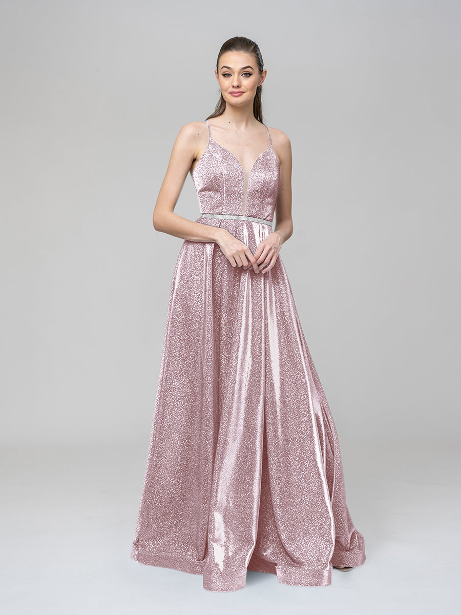 Rose gold hotsell glitter prom dress