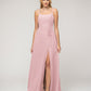 A Line Scoop Neckline Chiffon Slit Belt Bridesmaid Dresses