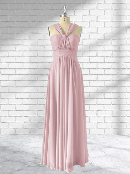 Floor Length Chiffon A Line Convertible Bridesmaid Dresses