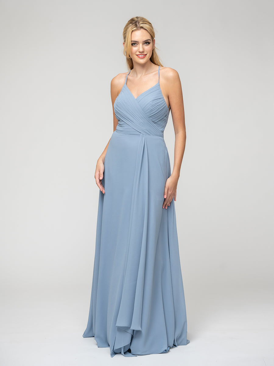 Long dusty outlet blue bridesmaid dresses