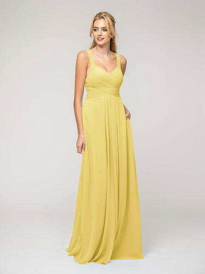 A Line Sweetheart Neckline Chiffon Straps Bridesmaid Dresses 