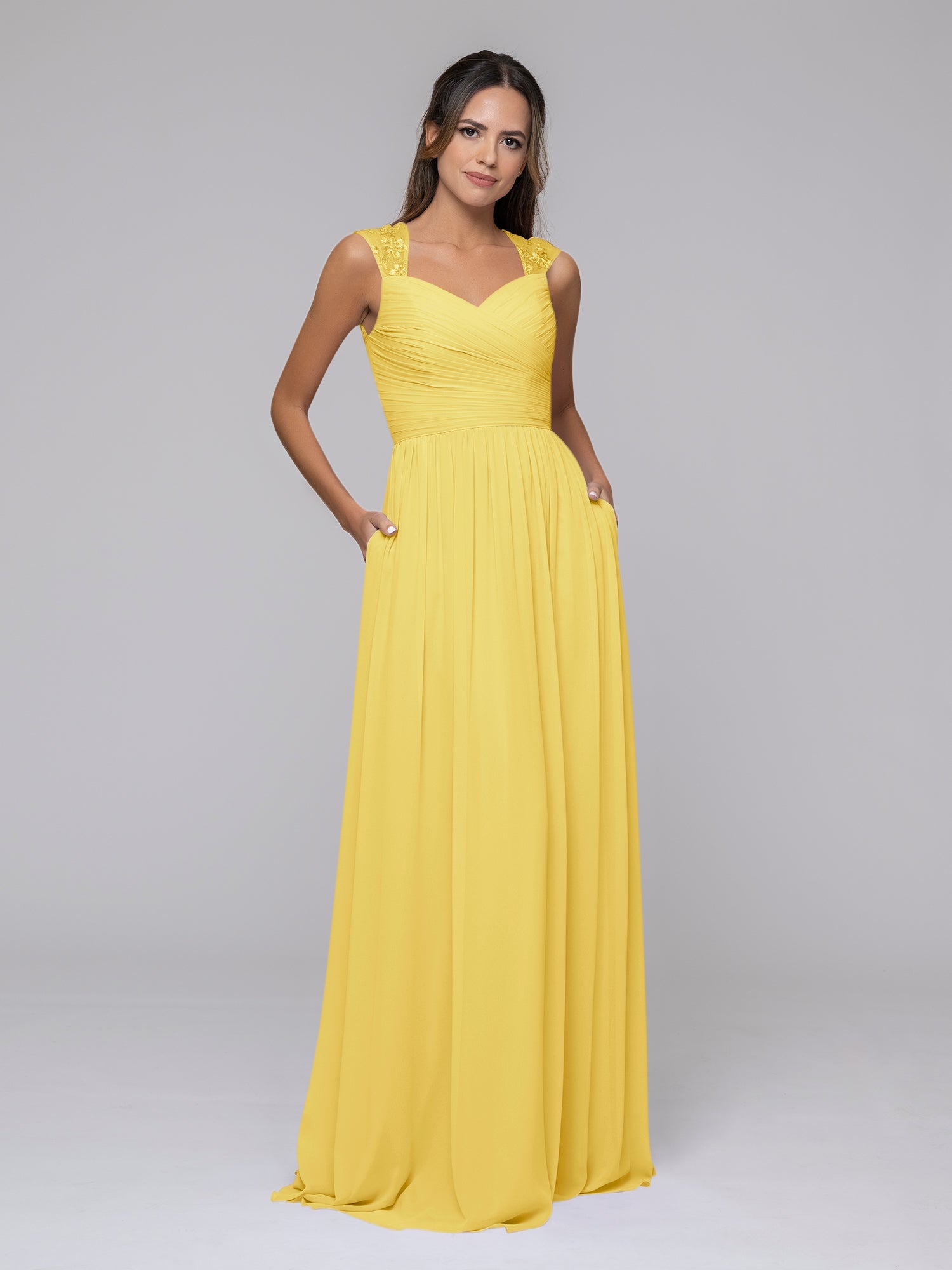 Gold chiffon hot sale bridesmaid dresses