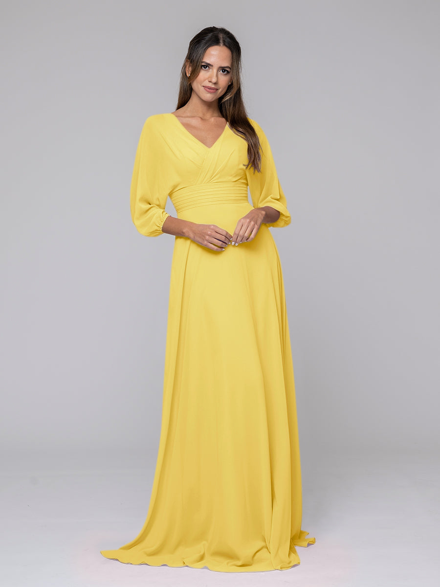 Long sleeve gold bridesmaid dresses sale