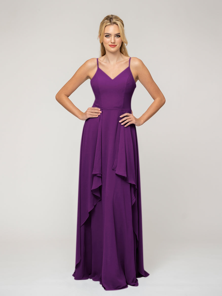 Long purple chiffon outlet dress