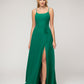 A Line Scoop Neckline Chiffon Slit Belt Bridesmaid Dresses