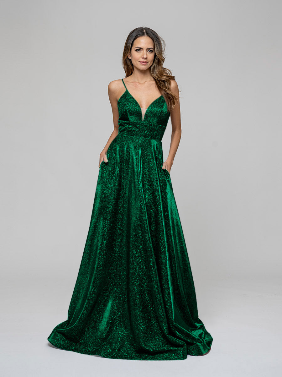 Long dark outlet green prom dress