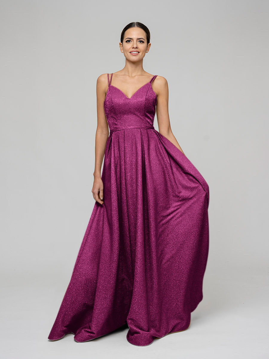 V Neck A Line Long Prom Dresses With Pockets Yelure UK