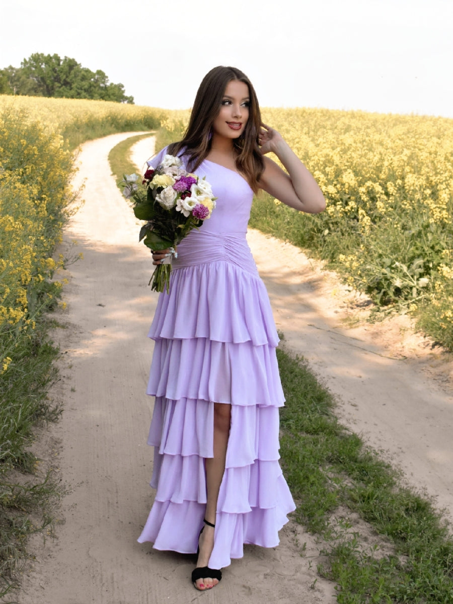 Lilac chiffon shop bridesmaid dress