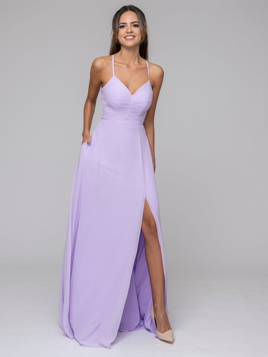 Lilac maxi 2025 bridesmaid dress