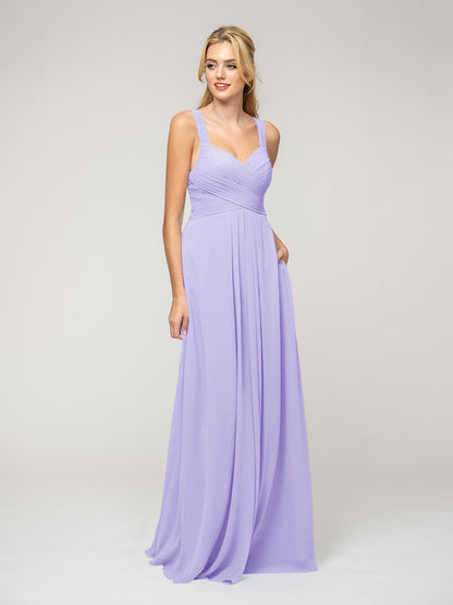 A Line Sweetheart Neckline Chiffon Straps Bridesmaid Dresses 