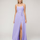 A Line Scoop Neckline Chiffon Slit Belt Bridesmaid Dresses