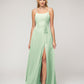 A Line Scoop Neckline Chiffon Slit Belt Bridesmaid Dresses