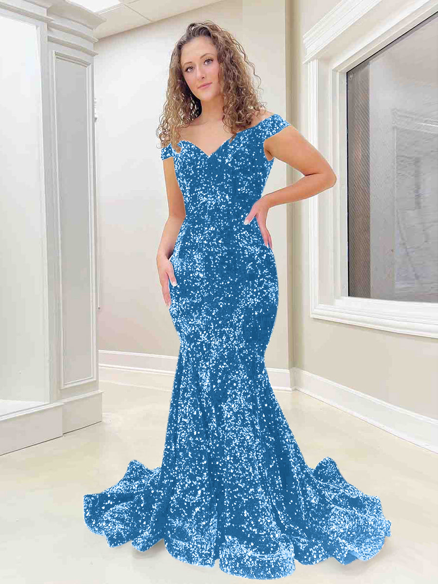 Royal blue lace mermaid prom cheap dress