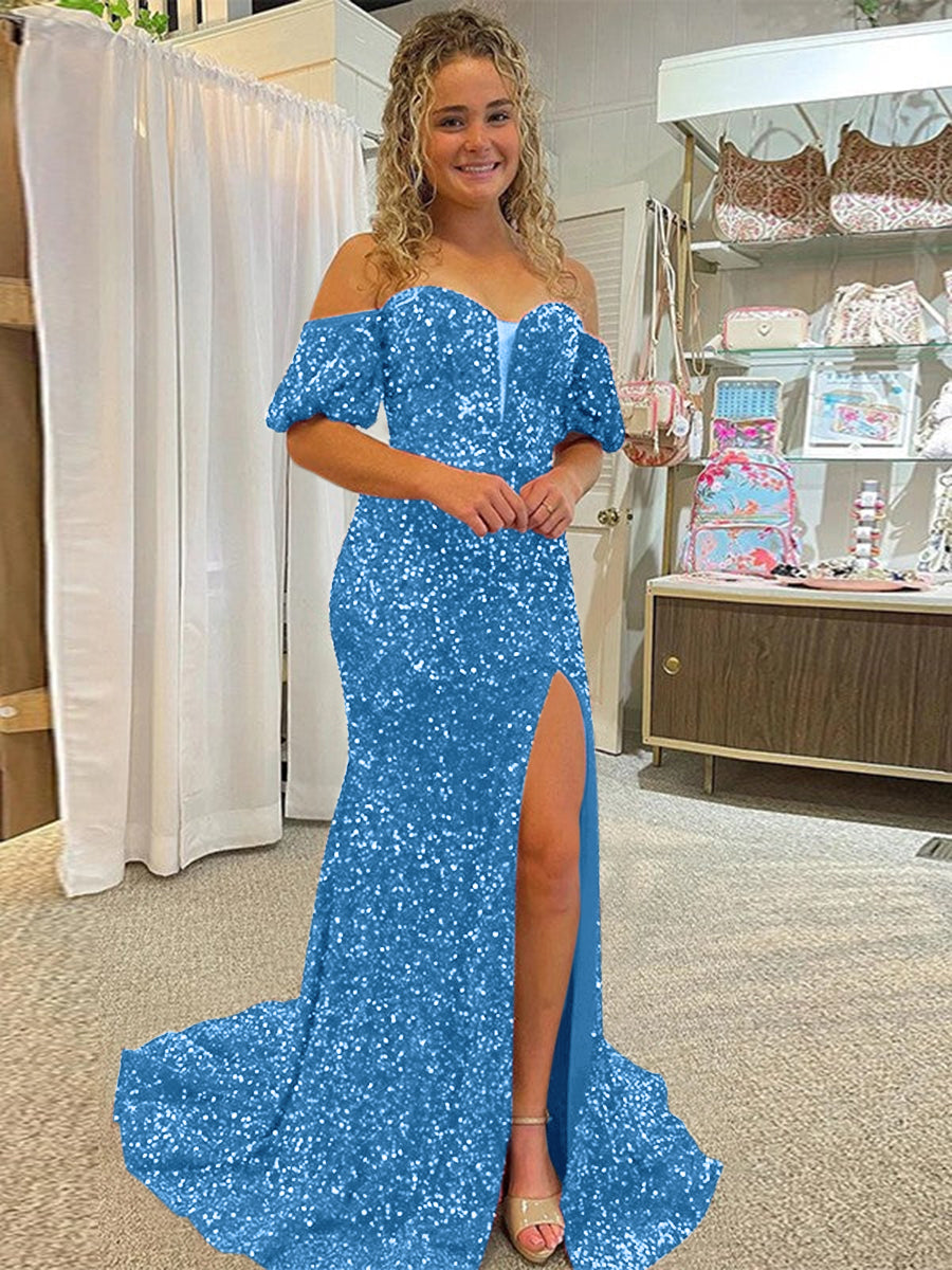 Light blue prom clearance dress off the shoulder