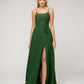 A Line Scoop Neckline Chiffon Slit Belt Bridesmaid Dresses