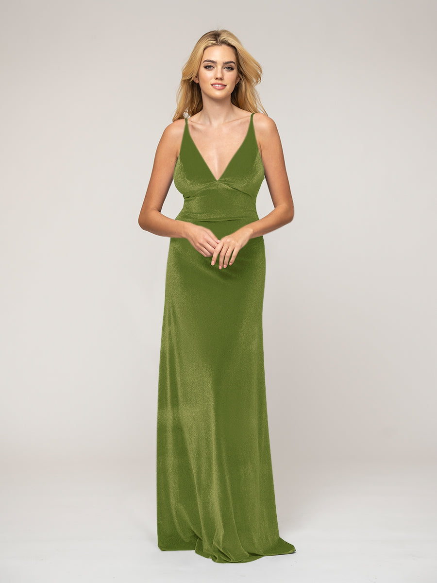 Long green bridesmaid clearance dresses