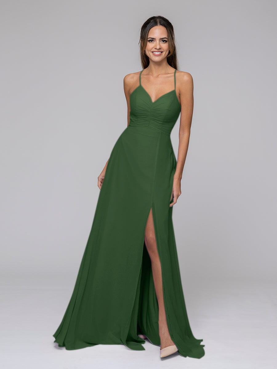 Long green outlet bridesmaid dresses