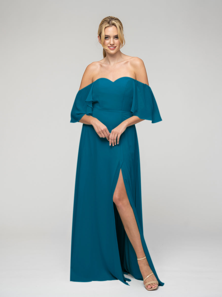 Peacock teal hot sale bridesmaid dresses