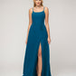 A Line Scoop Neckline Chiffon Slit Belt Bridesmaid Dresses