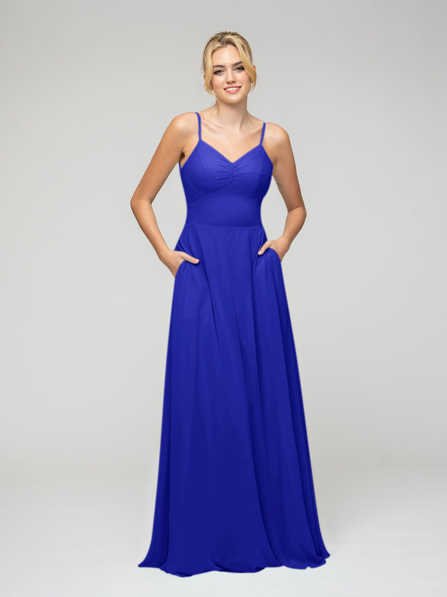 Long royal outlet blue bridesmaid dresses