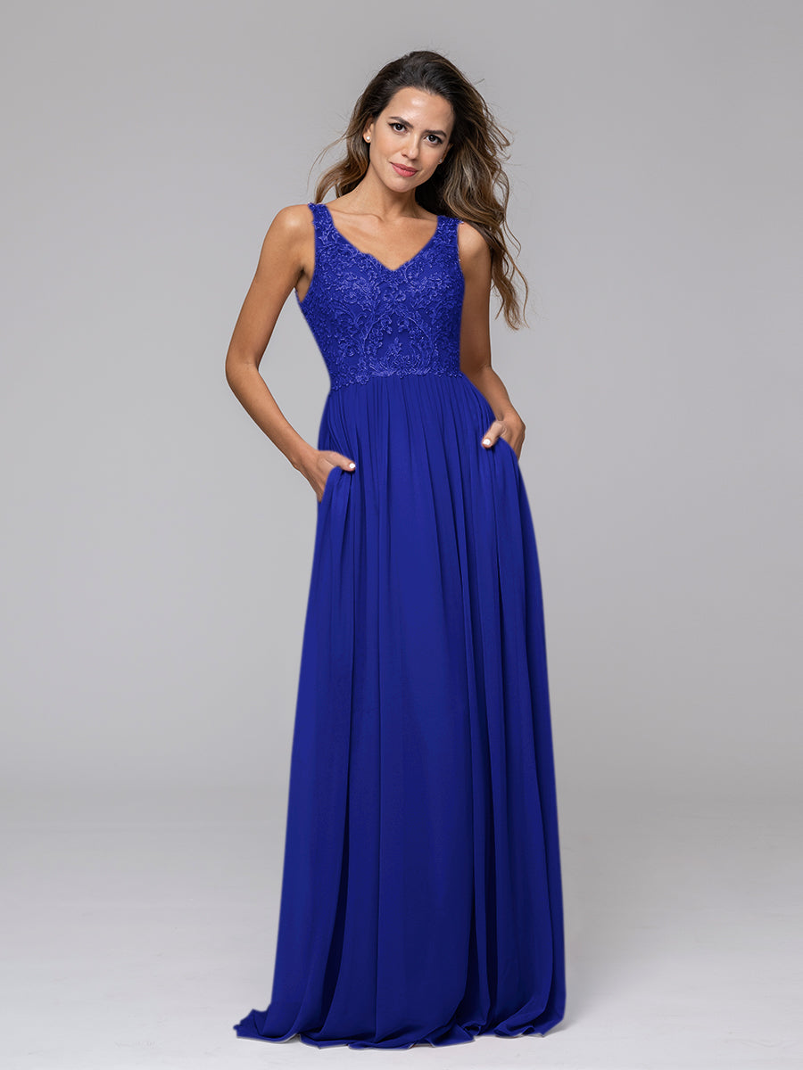 Long royal on sale blue bridesmaid dresses