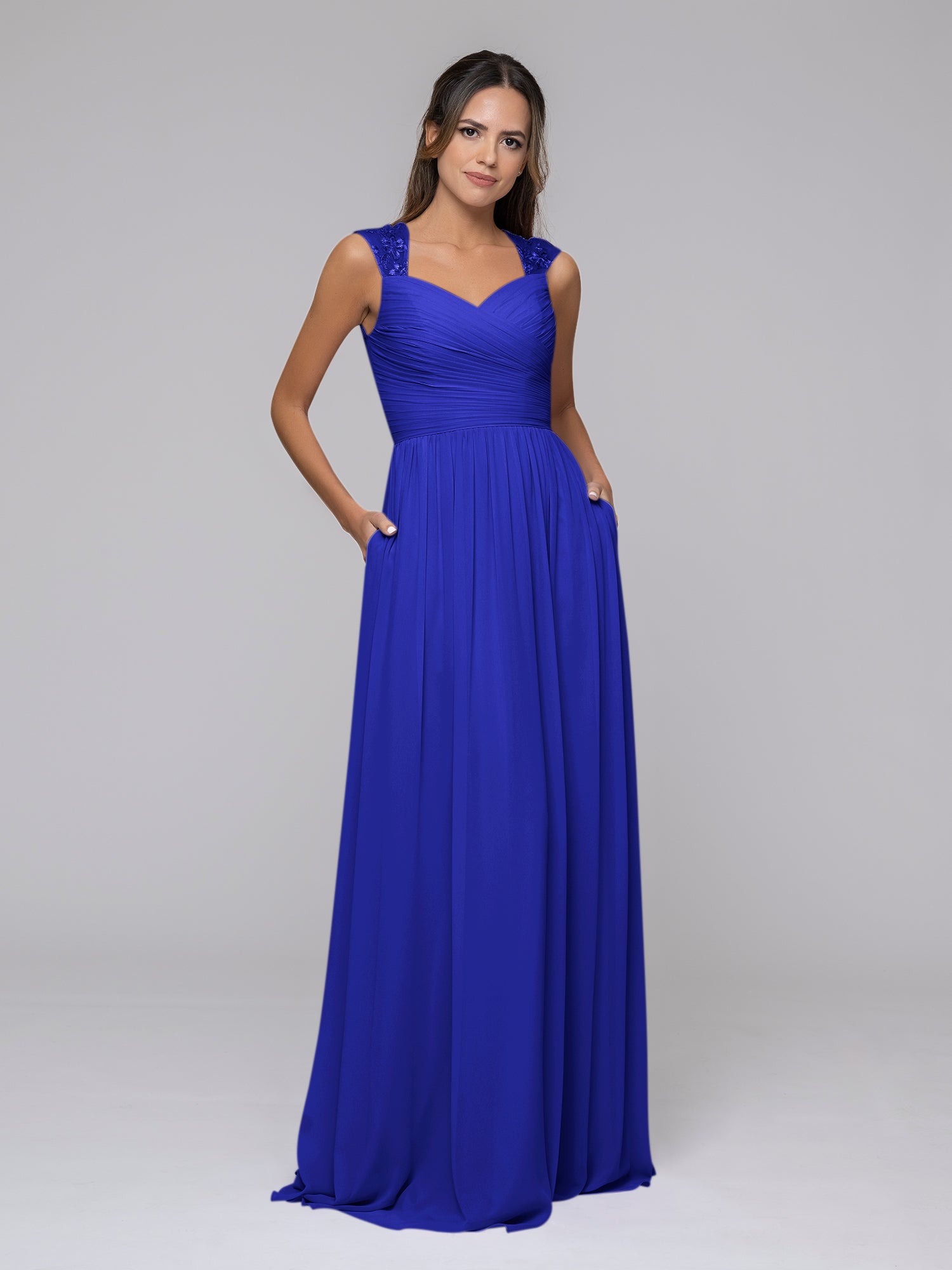 Long royal blue outlet bridesmaid dresses