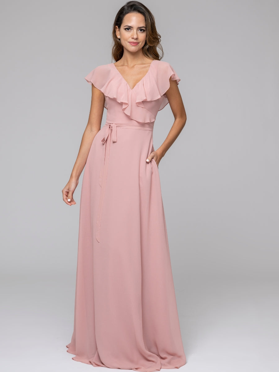 Ruffle sleeve bridesmaid dress sale