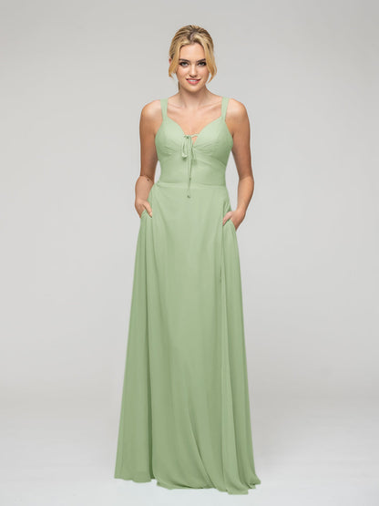 Sweetheart Straps Chiffon Bridesmaid Dresses With Pockets