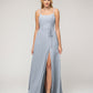 A Line Scoop Neckline Chiffon Slit Belt Bridesmaid Dresses