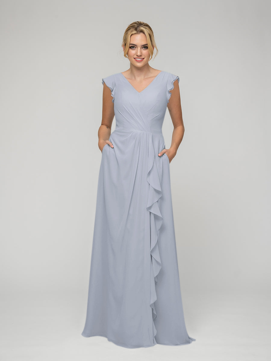 Long sleeve hotsell gray bridesmaid dresses