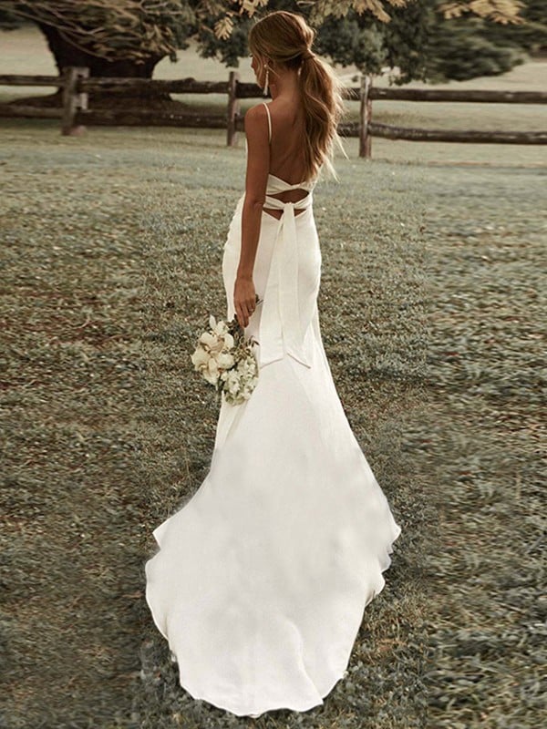 Spaghetti strap simple sales wedding dress