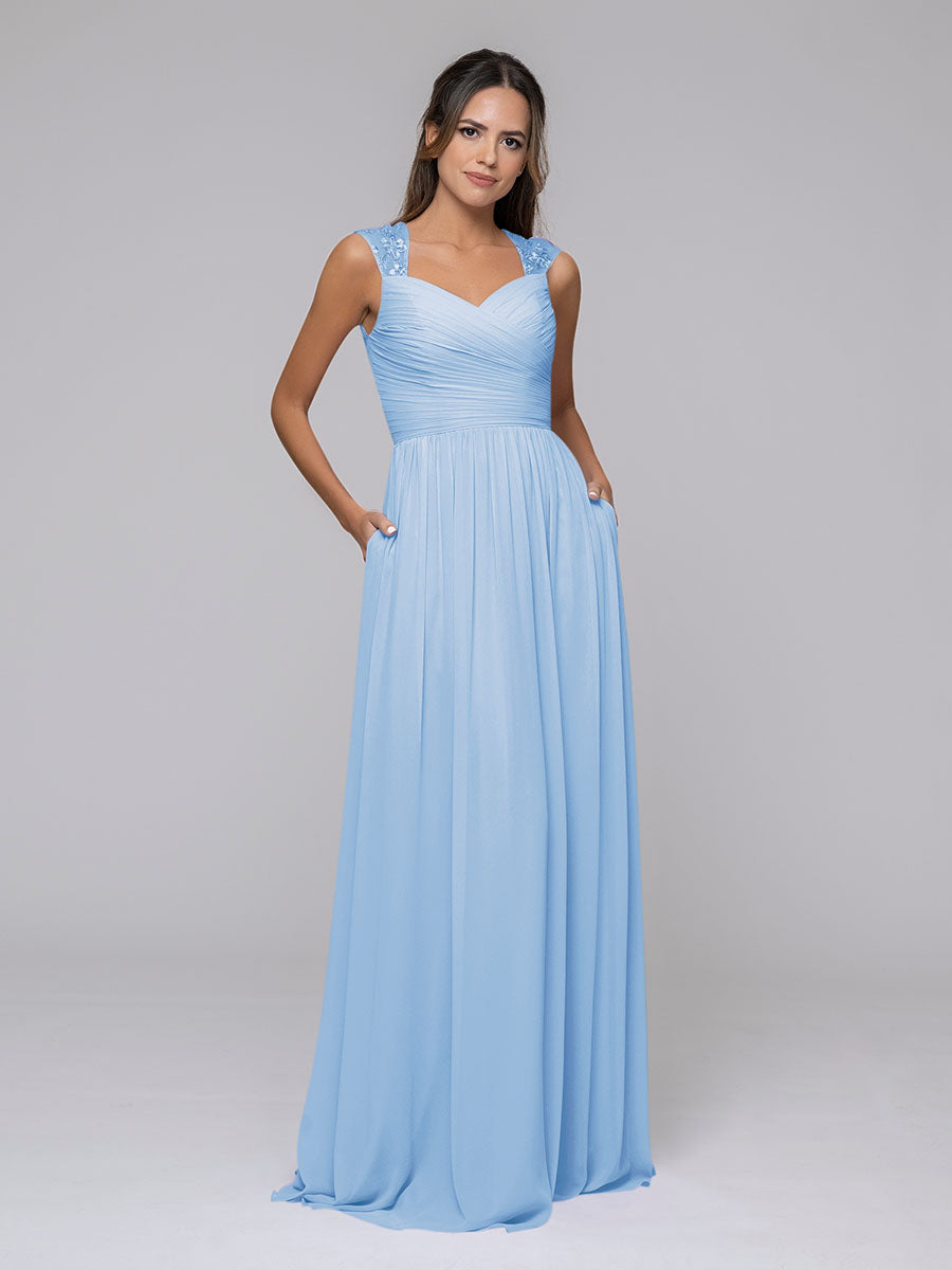 Long blue hotsell chiffon dress