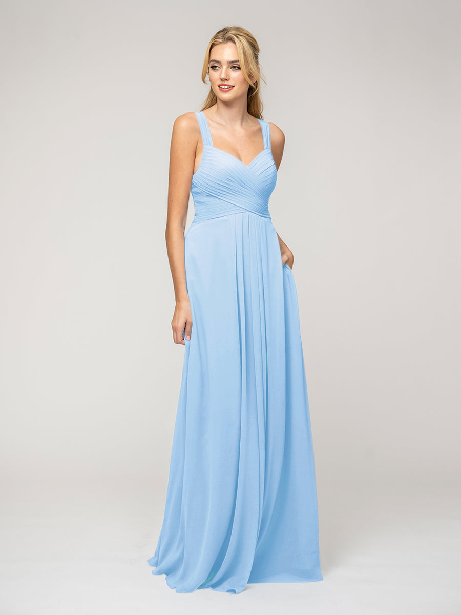 Sky blue hot sale chiffon dress