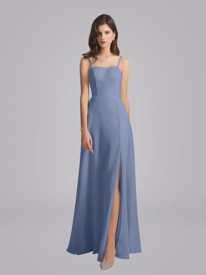 Long Chiffon Bridesmaid Dresses With Spaghetti Strap