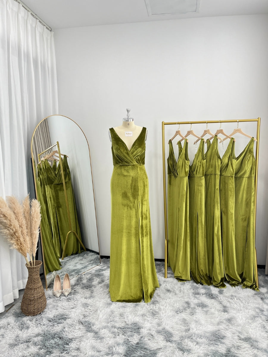 Gold velvet shop bridesmaid dresses